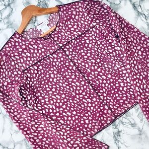 NWT Kirious Long-Sleeve Mesh Crop Top in Leopard Print